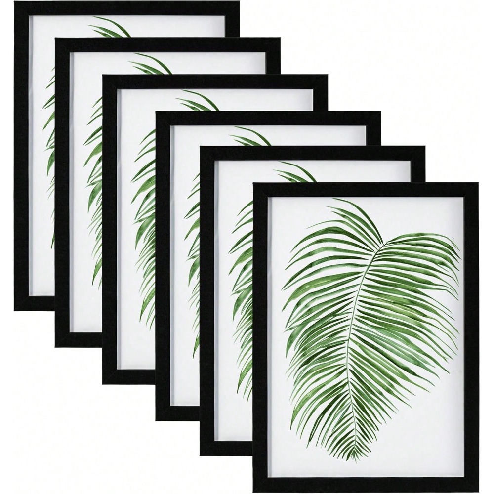 TEMU 6pcs Set Of Black Photo Frames, Freestanding And Wall Mounted, Suitable For Multi Size Photo Frames Of Posters, Certificates, And Documents