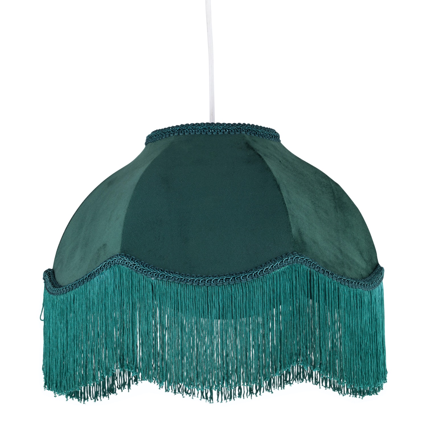 First Choice Lighting Fringe - Dark Green Velvet Fringed Pendant or Lamp Shade