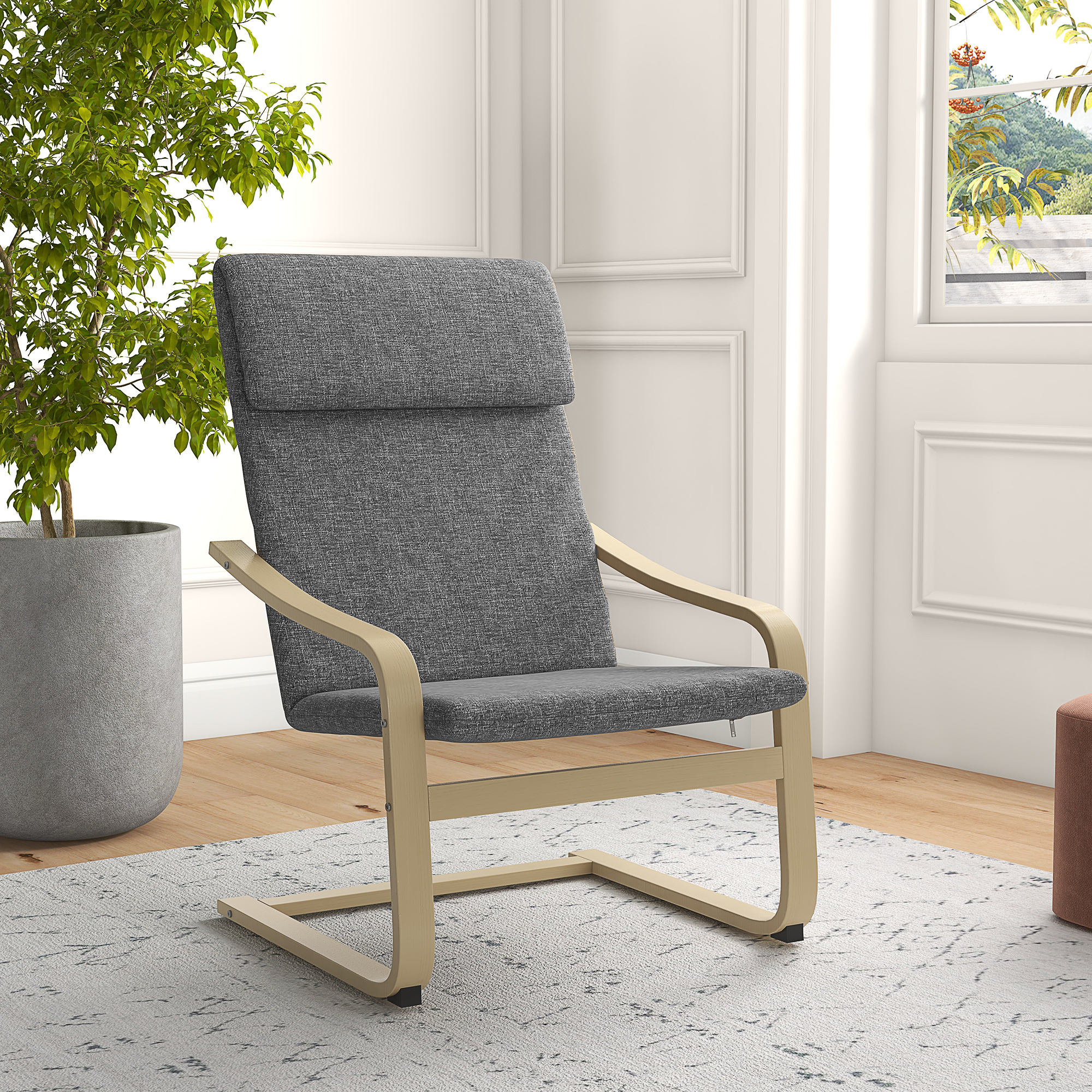Armchair For Living Room, Lounge Chair With Wooden Legs, Relaxation Chair With Linen Look, Reading Chair, Upholstered Chair For Bedroom Or Living Room, Dark Gray