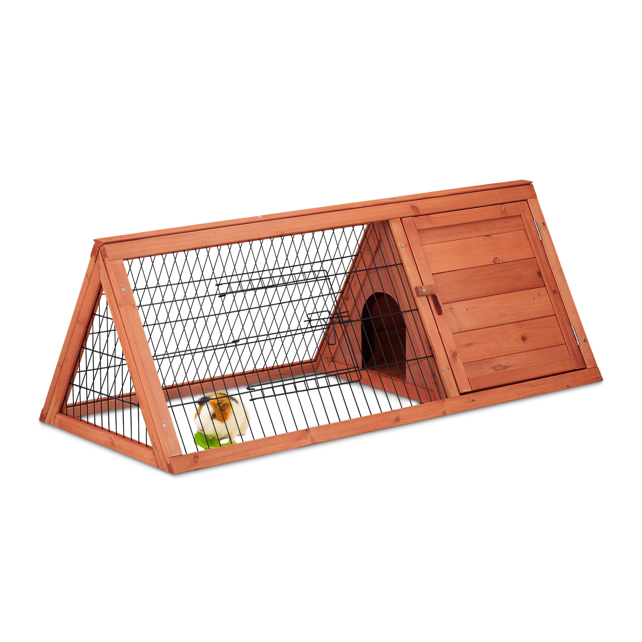 Rabbit Hutch In Natural/black - (w)110 X (h)41 X (d)49 Cm