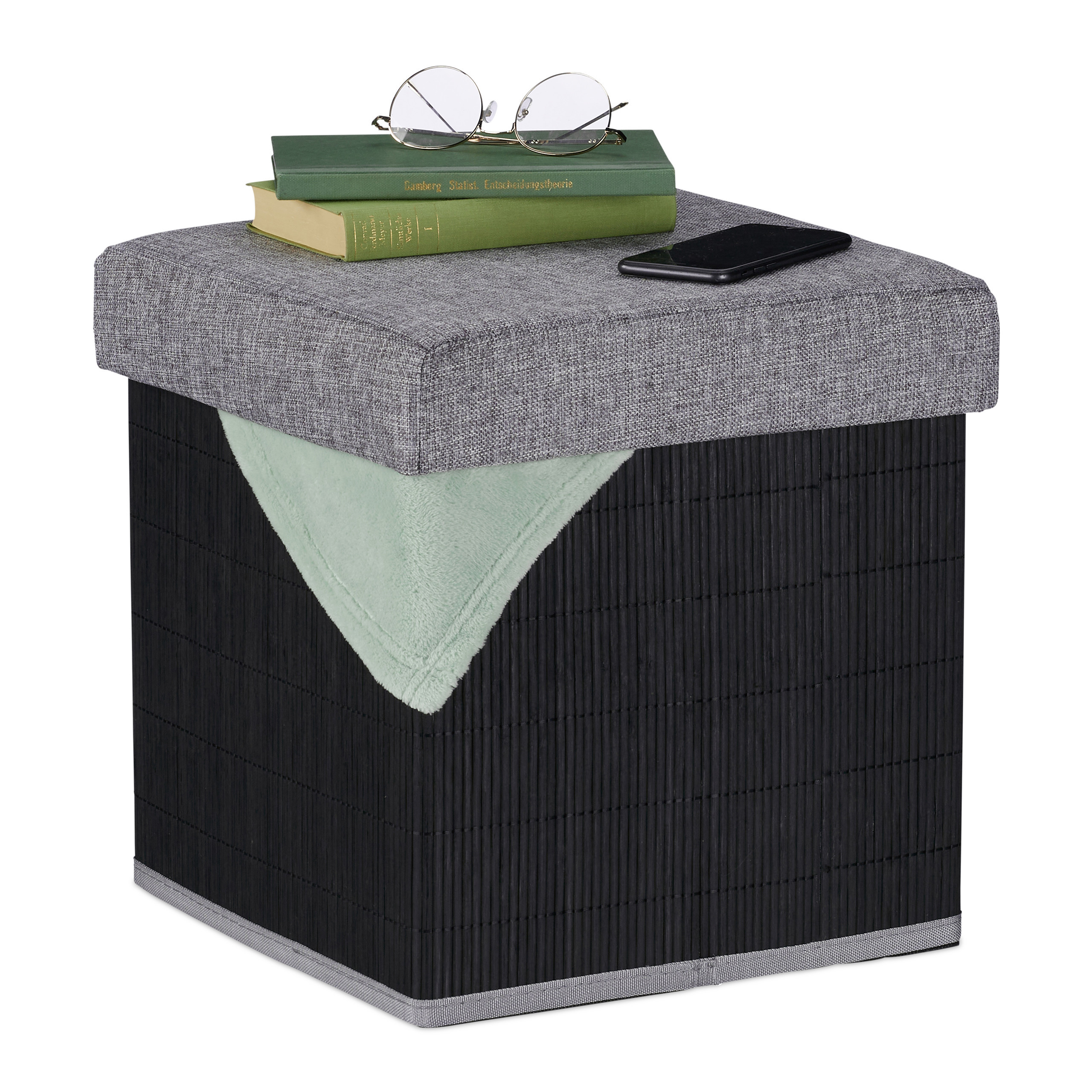 Stool In Black/gray - (w)35 X (h)36 X (d)35 Cm