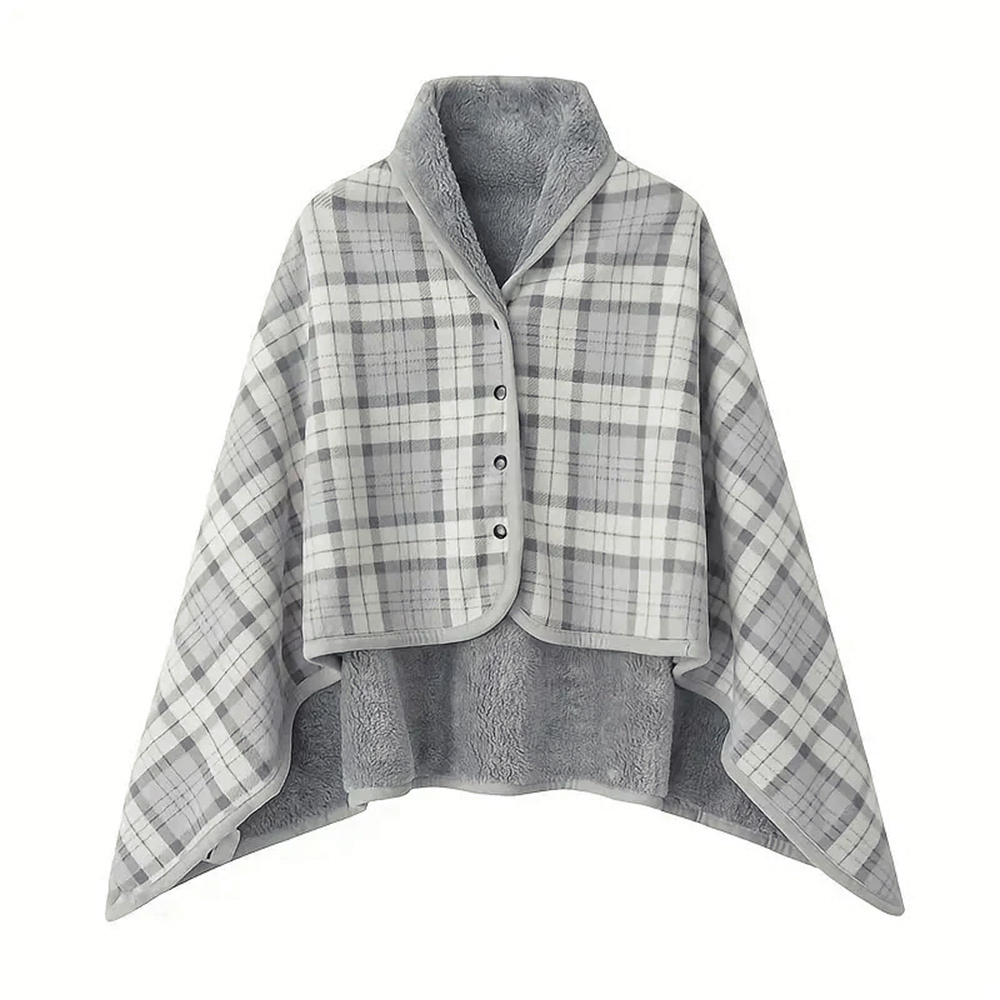 TEMU 1pc Wearable Blanket, Winter Thickened Cozy Warm Cape Blanket, Fleece Throw Blanket, Button Design, Portable Multifunctional Shawl Blanket,