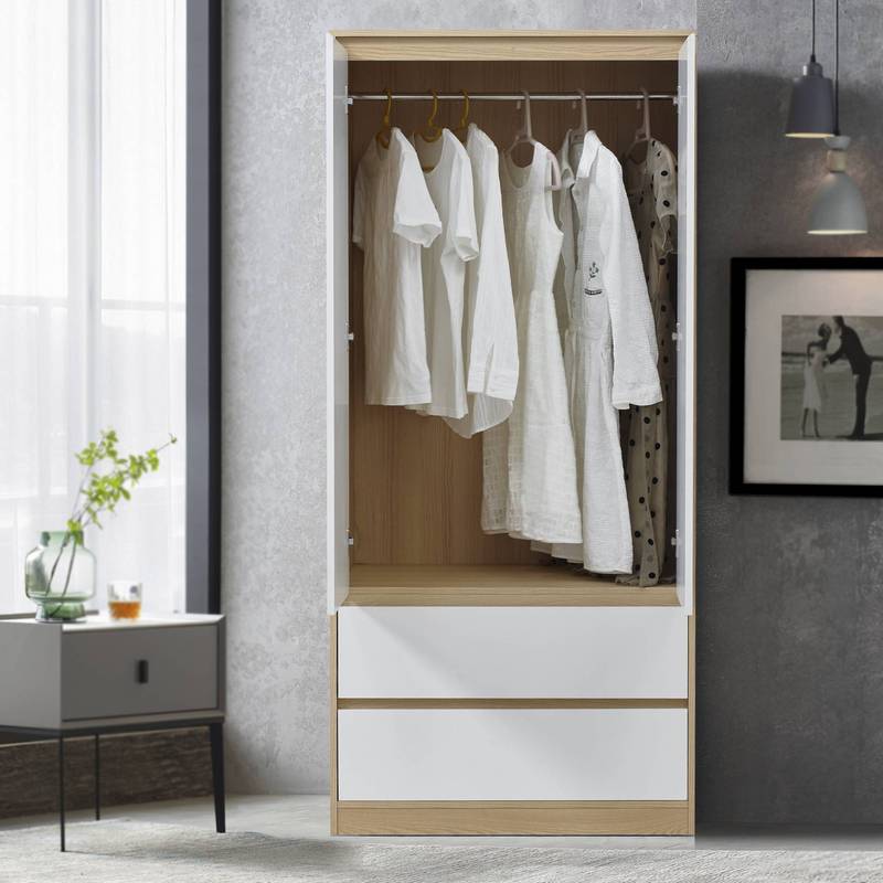 Image of Wardrobe Bastheim With Doors Oak Optic / White