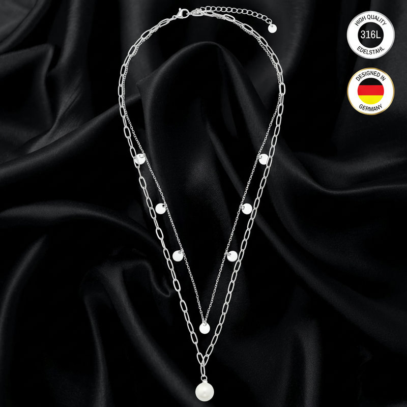 Women's Necklace - Silver-colored - With - Waterproof