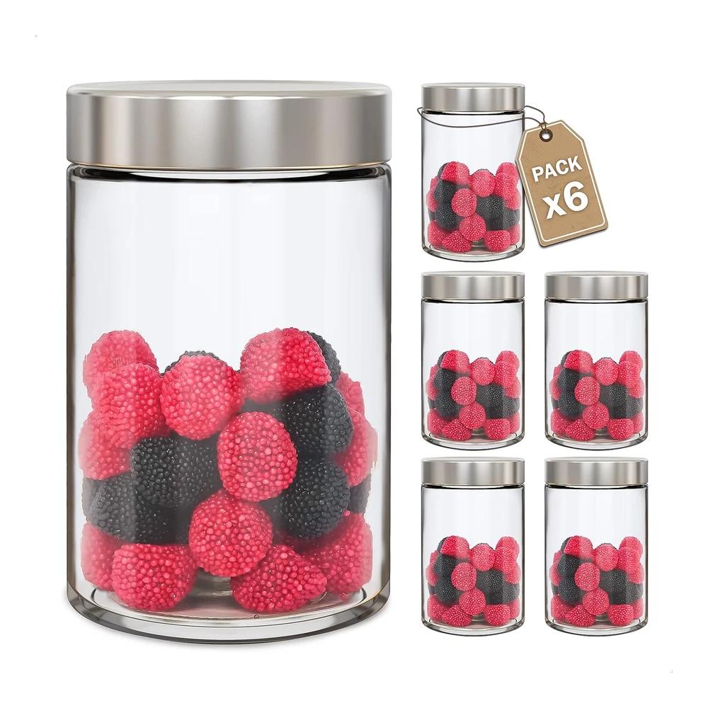 TEMU LG Luxury & Grace Tarros de Conservación Pack 6 x 0,5 L (13×8,5 cm) – Herméticos para Vacío – Plateada