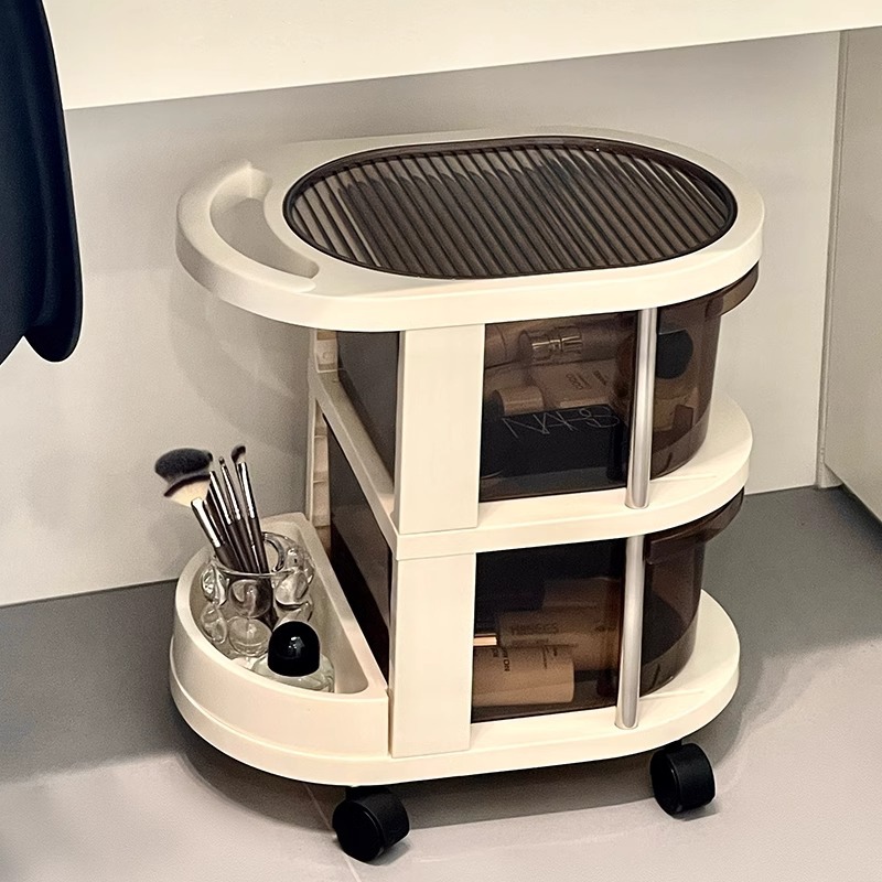 Plastic Storage Chest with 2 Drawers on Wheels