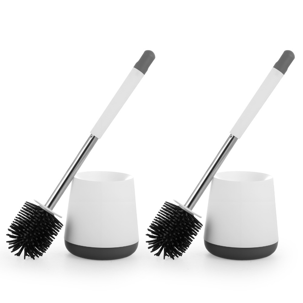 TEMU 2pcs Toilet Brush And Holder Set Bathroom Toilet Bowl Cleaning Brush -drying Holder Silicone Toilet Brush Non-slip Ergonomic Handle For Deep