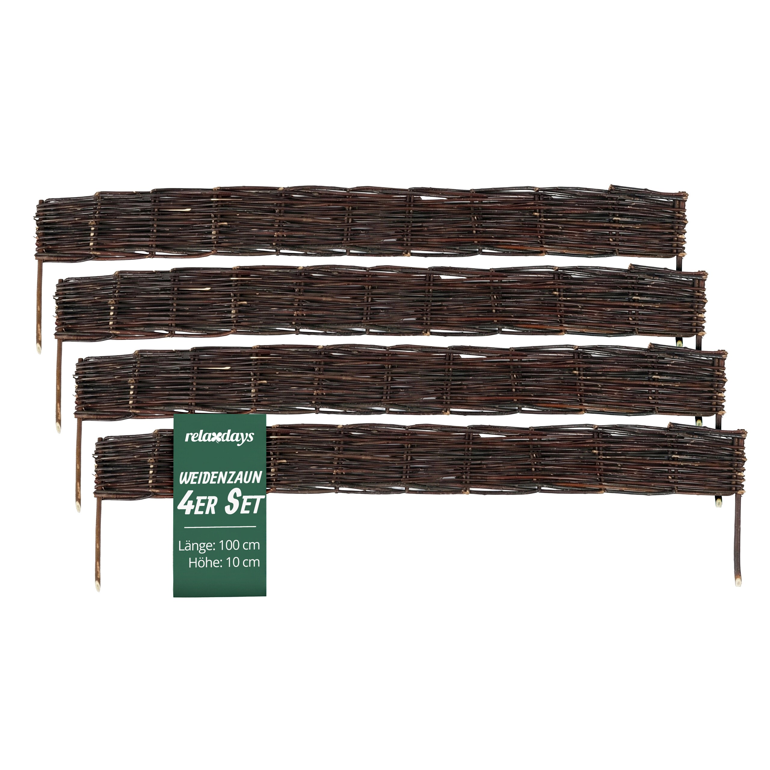 4 X Brown Flower Bed Edging - (w)100 X (h)10 Cm