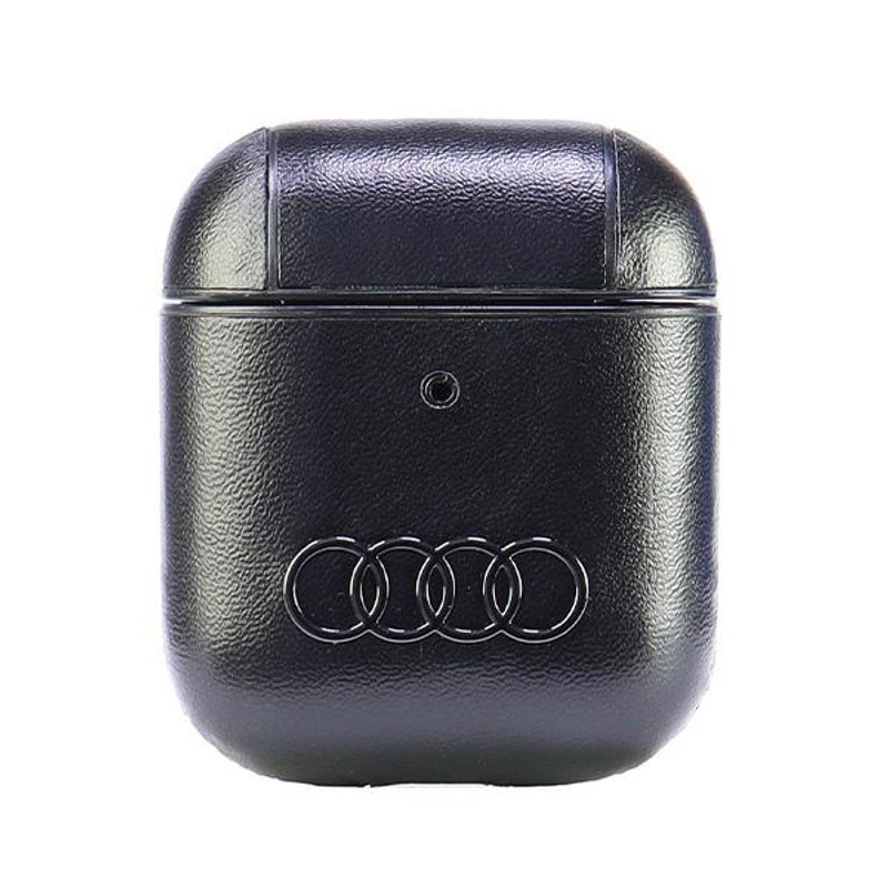 Airpods 1,2 Leather Big Logo Case, Black - Elegant Leather, Protective Coating, Perfect Fit, High-Quality Material, Stylish Design