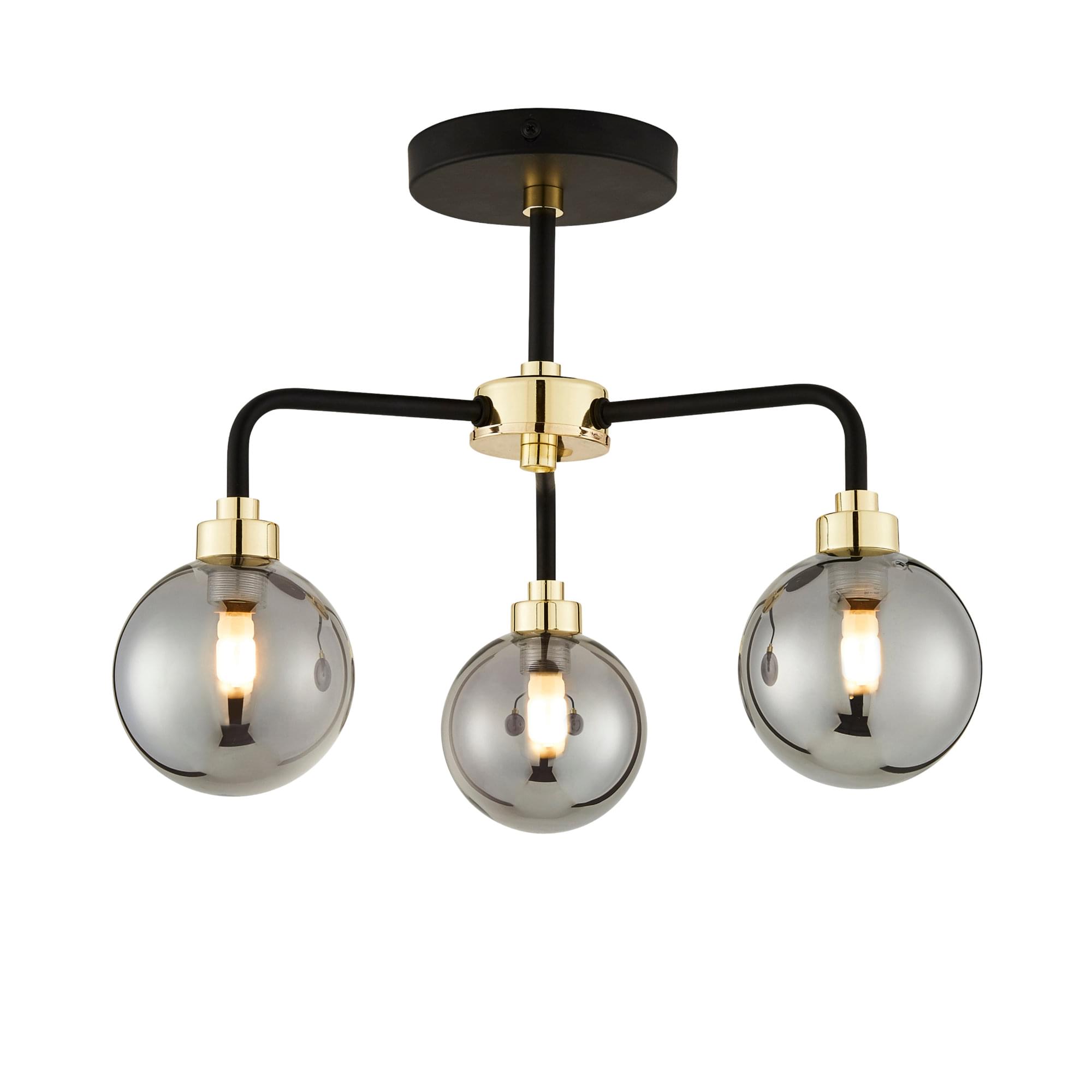 First Choice Lighting Black Paint & Smoked Glass 3 Light