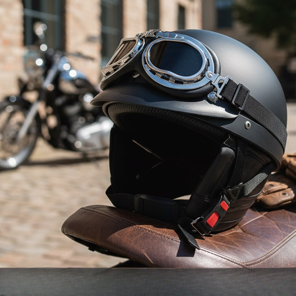 TEMU Vintage Half Helmet Baseball Cap Helmet, Vintage Motorcycle Helmet, Men's And Face Scooter Helmet, Adult Motorcycle Electric Car Helmet With