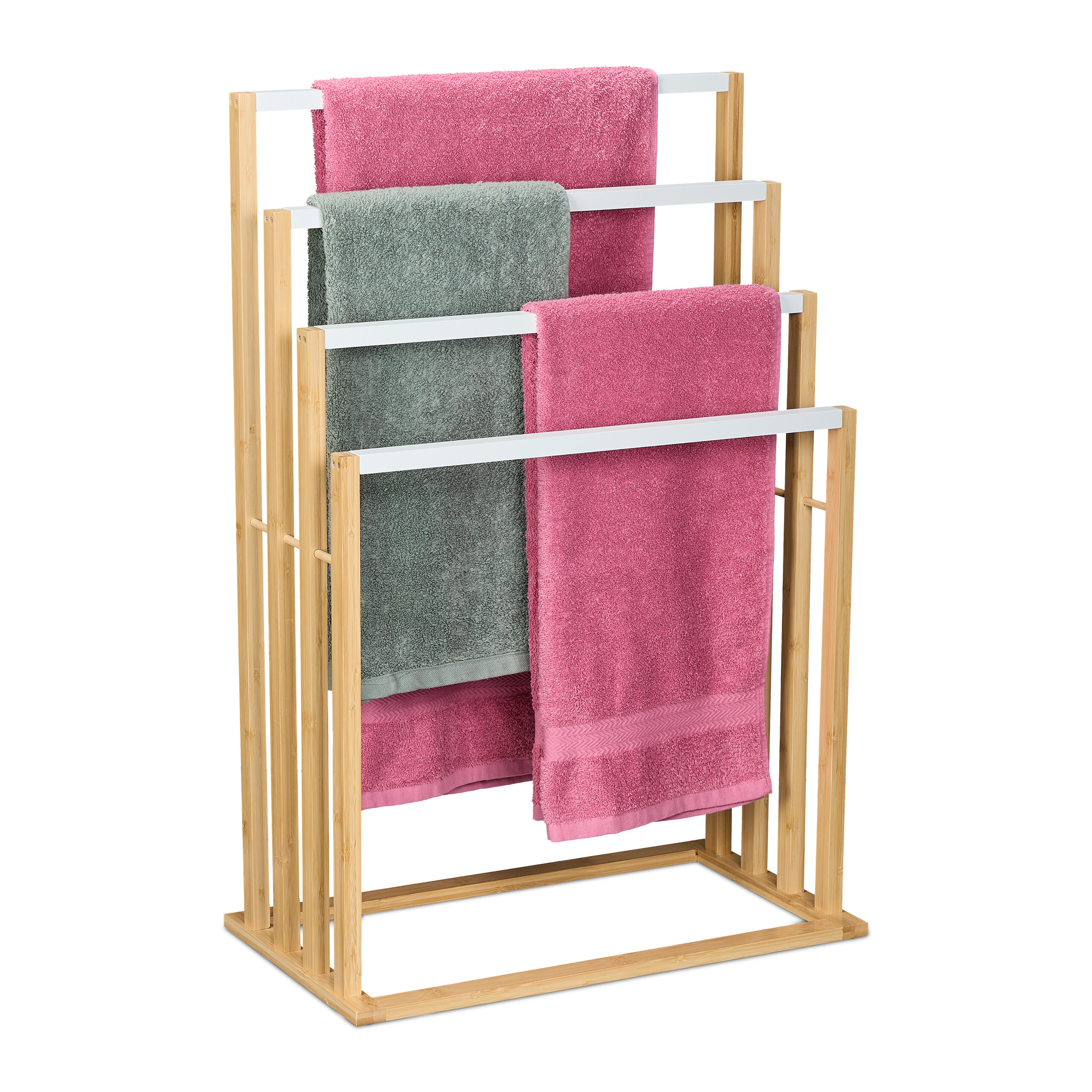 Towel Holder In Natural/white - (w)55 X (h)82 X (d)31 Cm
