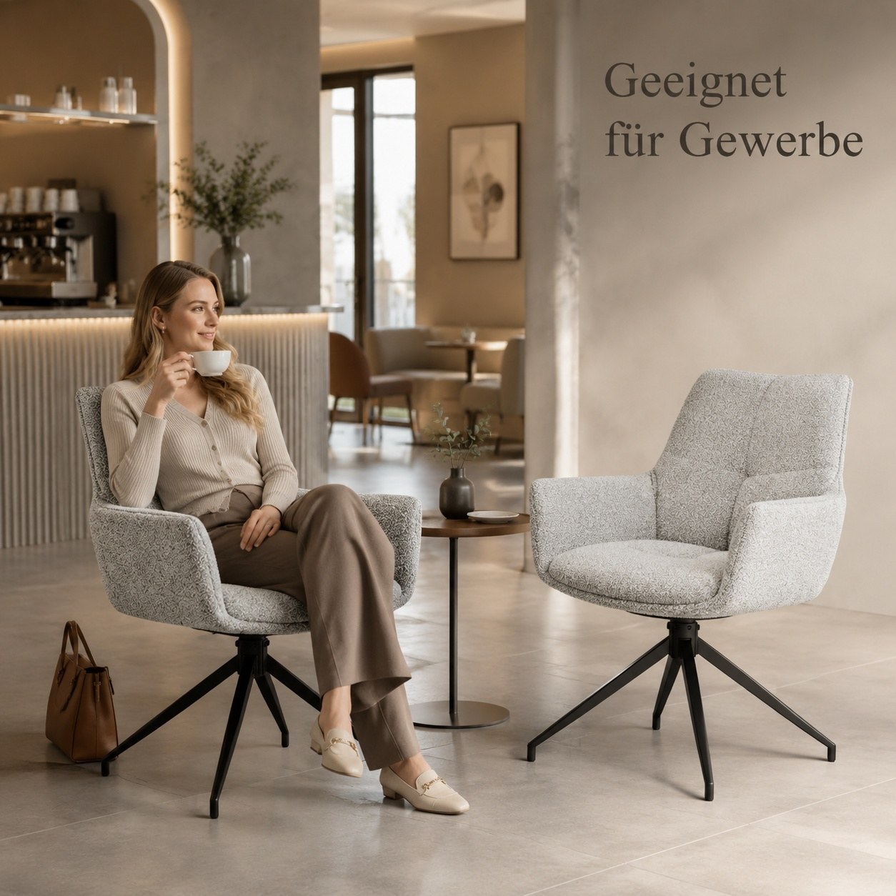 Image of 2pcs Set, Functional Dining Chair With Flexible Swivel Function, Ergonomic Armrest Construction, Form-stable Upholstery, Applicable For Private