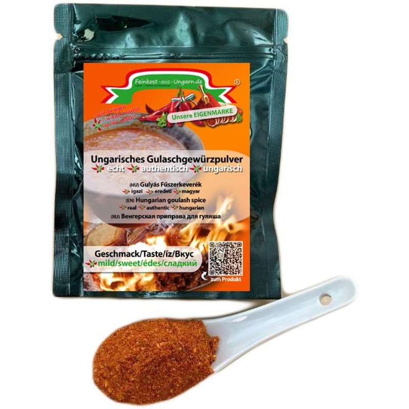 E-shop Ungarisches Gulaschgewürzpulver 75g MILD, Eigenmarke, Feinkost-aus-Ungarn.de, Gulyás fűszerkeverék