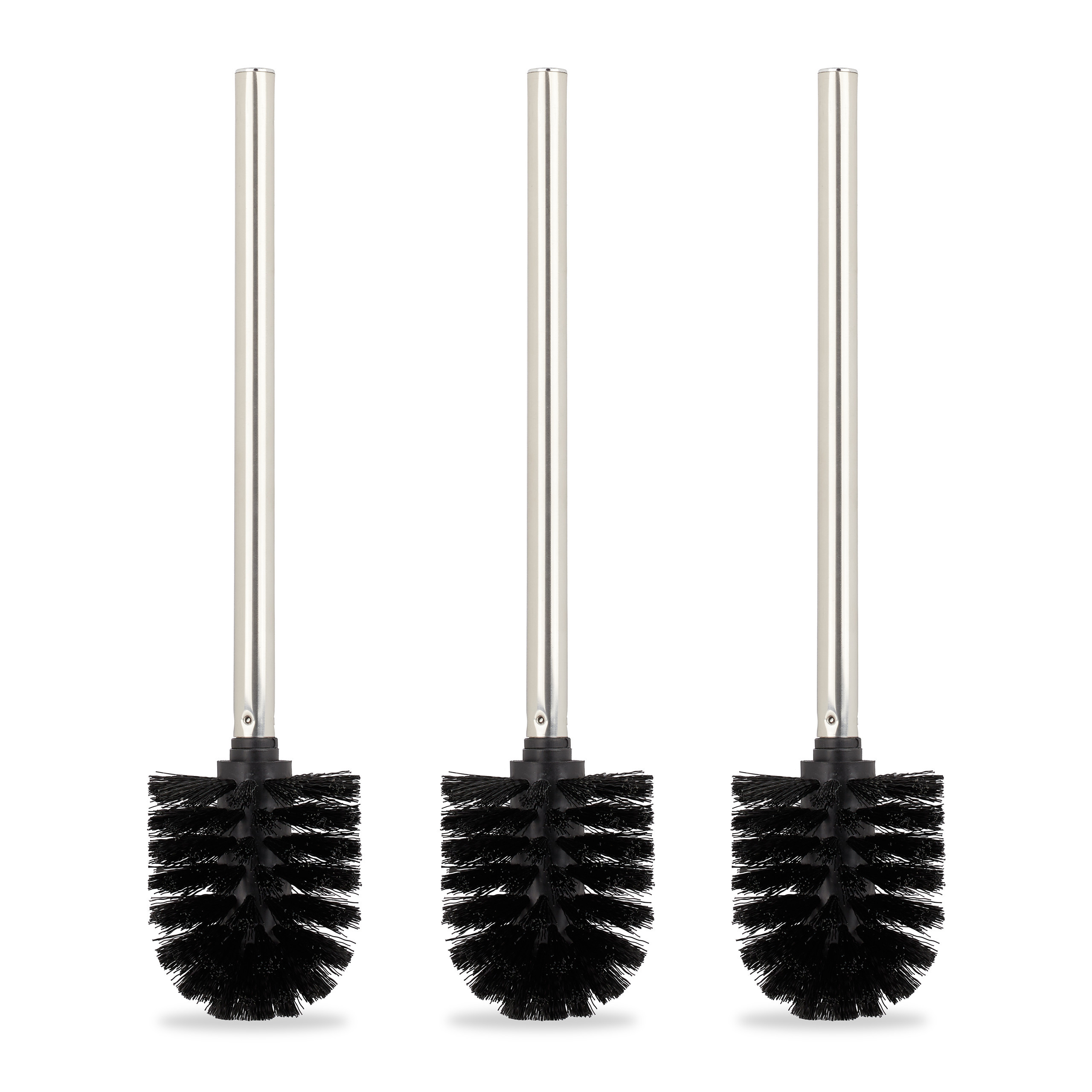 3-pack Toilet Brush In Black/silver - (h)35 X Ø 8 Cm