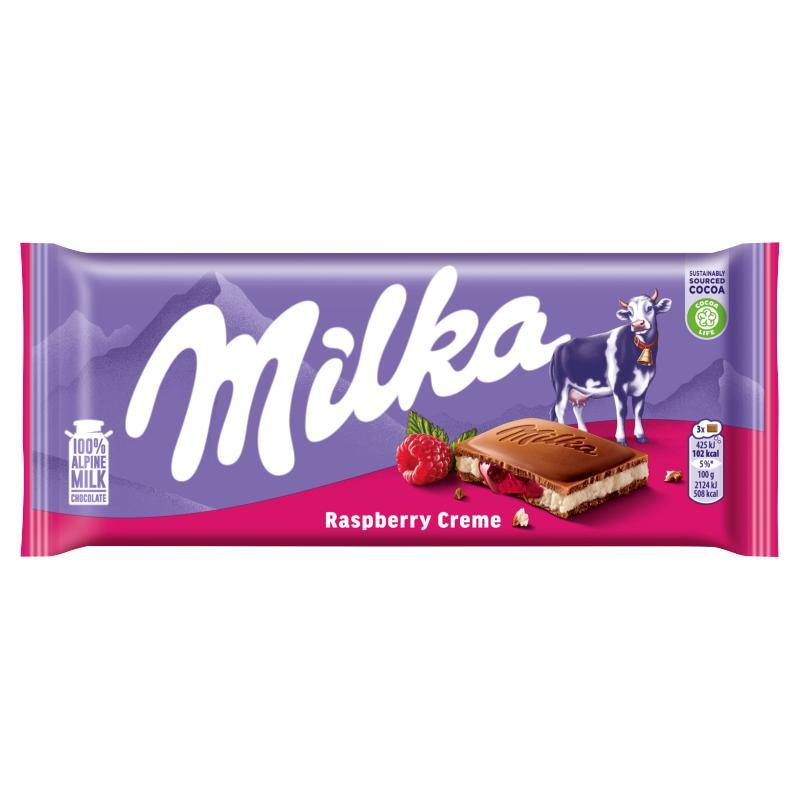 Milka Milk Chocolate With Raspberry Filling 100 G