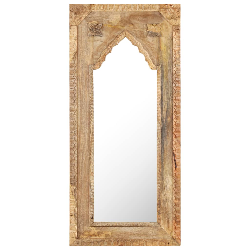 Image of Vidaxl Solid Mango Wood Mirror Wall Mirror Hall Mirror Decorative Mirror Wardrobe Mirror Hanging Mirror Dressing Mirror Frame Mirror 50x3x110cm
