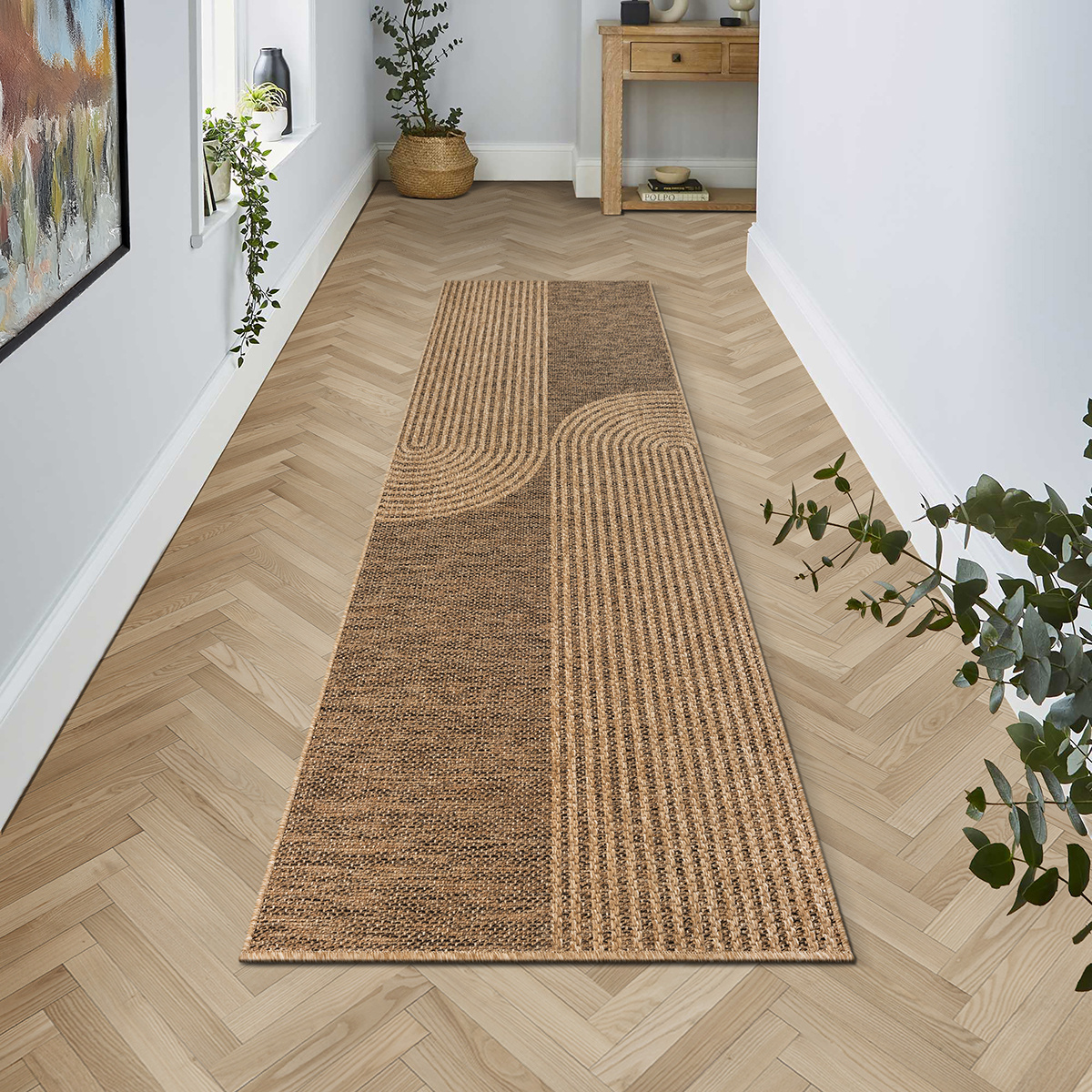 Image of Indoor And Outdoor Rug In Natural Jute Look, Weatherproof, Suitable For Terrace, Nature, 60 X 090 Cm