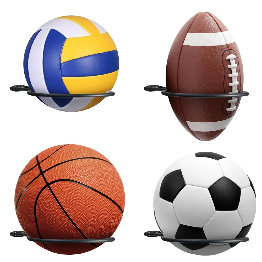 4-Pack Wall Mount Ball Storage Rack for Sports Balls