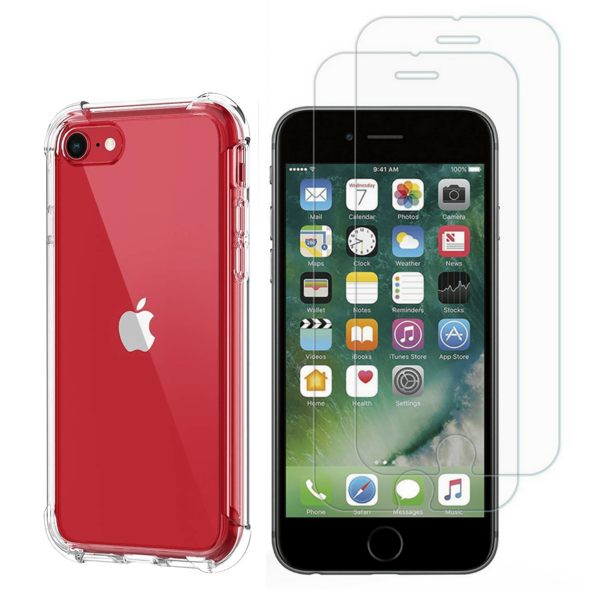 TEMU Coque antichoc pour iPhone SE 2022 / SE 2020 et 2 Verres Trempé Film Protection Phonillico®
