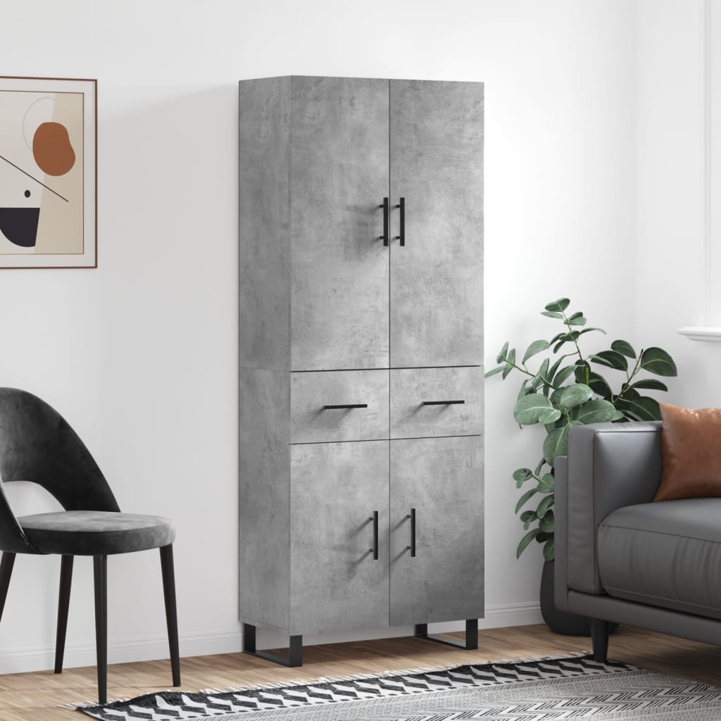 Image of Vidaxl , Sideboard With Storage Space, Dresser Cabinet For Living Room, Sideboard With Metal Legs, Modern, Concrete Gray Wood Material