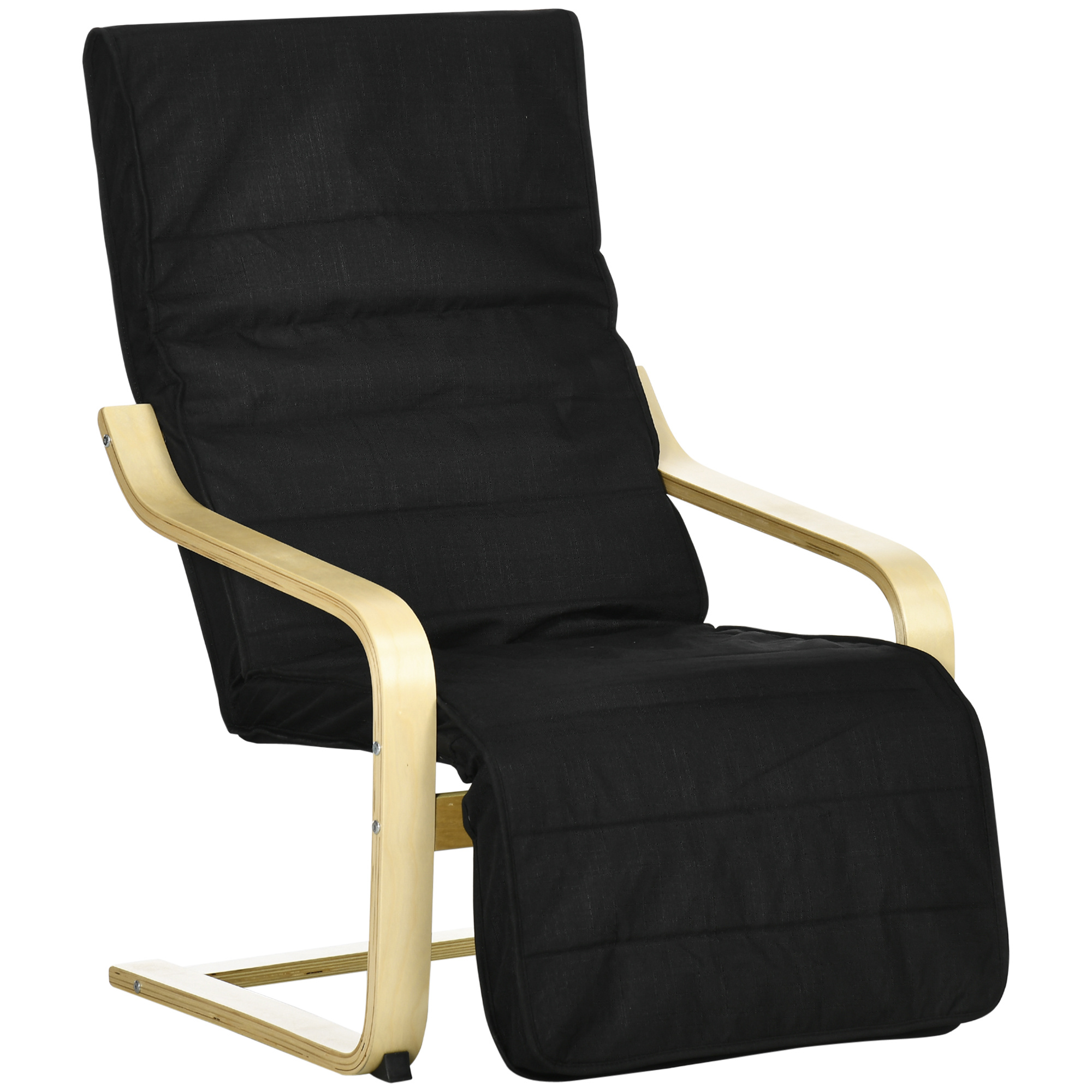 TEMU HOMCOM Sillón de Salón con Reposapiés Ajustable Sillón para Dormitorio Tapizado en Tela con de Madera Carga 120 kg para Oficina Estudio 66,