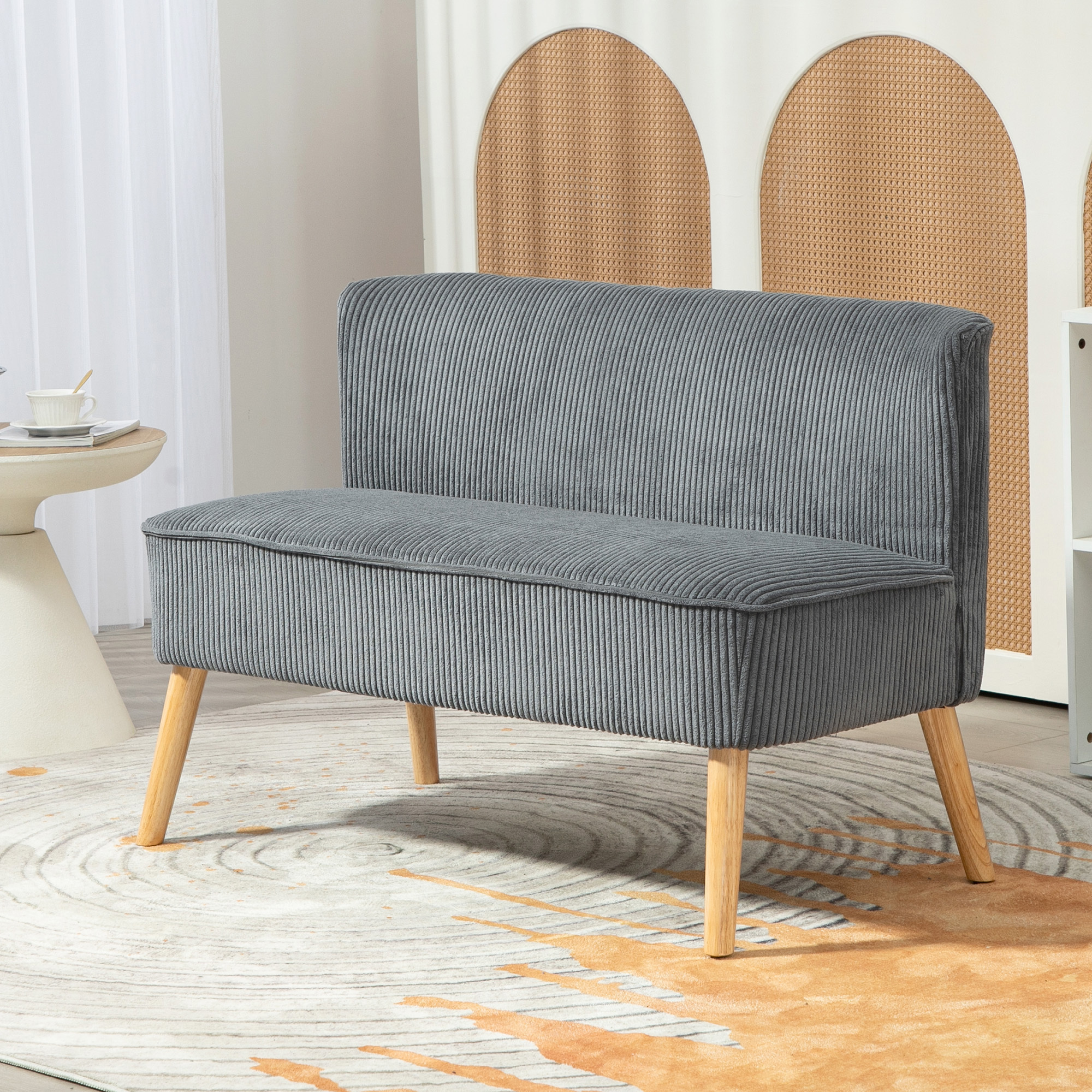 2-seater Sofa, Small Loveseat With Cord Optics Modern Upholstered Sofa For Living Room, Bedroom, Small Space, Green 117 X 56.5 X 77 Cm