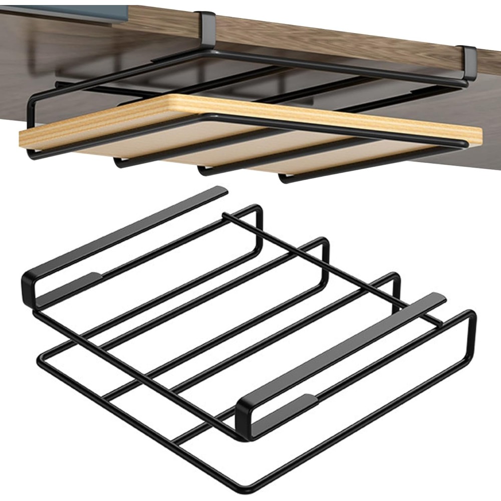 TEMU 1pcs Under Shelf Kitchen Storage Accessories Rack, Black Single Layer Or Double-layer Kitchen Storage Rack Made Of Metal, An Under-cabinet