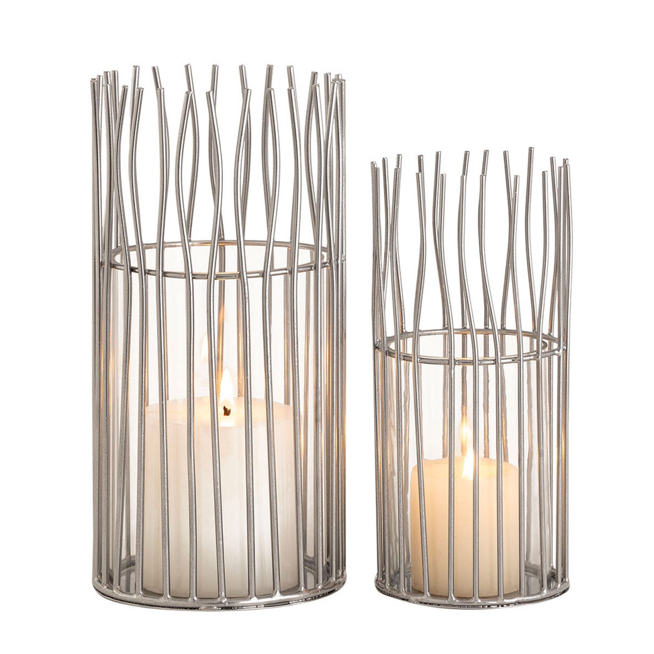 Candle Holder Set, 2-piece Tea Light Holder Lantern, Loft Style In Black Or Silver, Candle Stand Lanterns