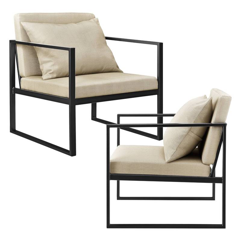 Image of 2-piece Dining Room Armchair Set With Backrest Cushion, Relaxing Armchair, Upholstered Chair, , 70x60x60cm, En.casa
