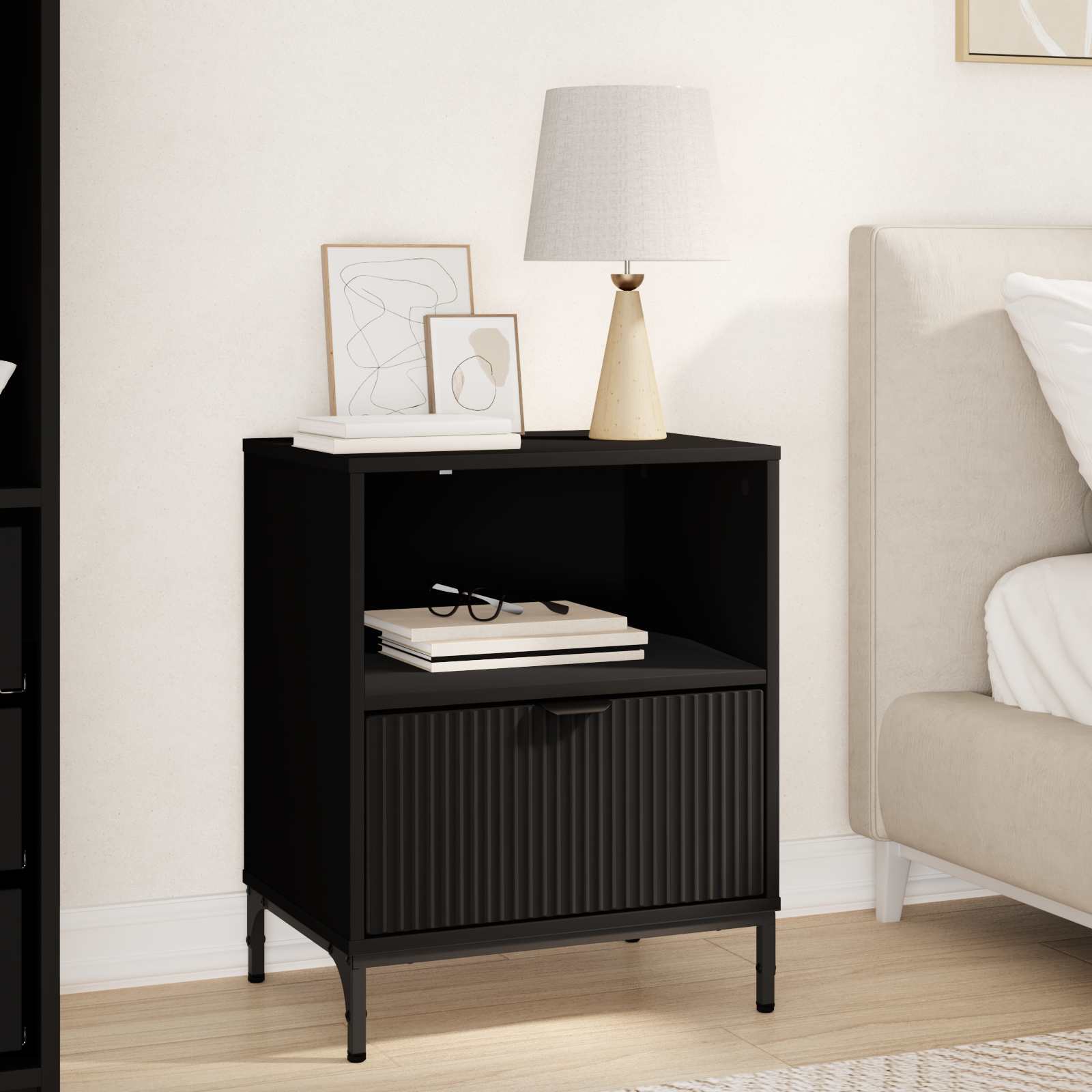 Vidaxl Nightstand Modern Bedside Table Bedroom Furniture Contemporary Stand Bedroom Storage Side Table Bedroom Shelf Table For Bedroom Nightstand With Storage Space Rectangular Table