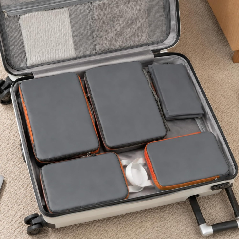 TEMU 5pcs Compression Packaging Cube - Lightweight Travel Organizer, Organizer For Suitcase And Clothing Sorting, Different Size Bags For Separate