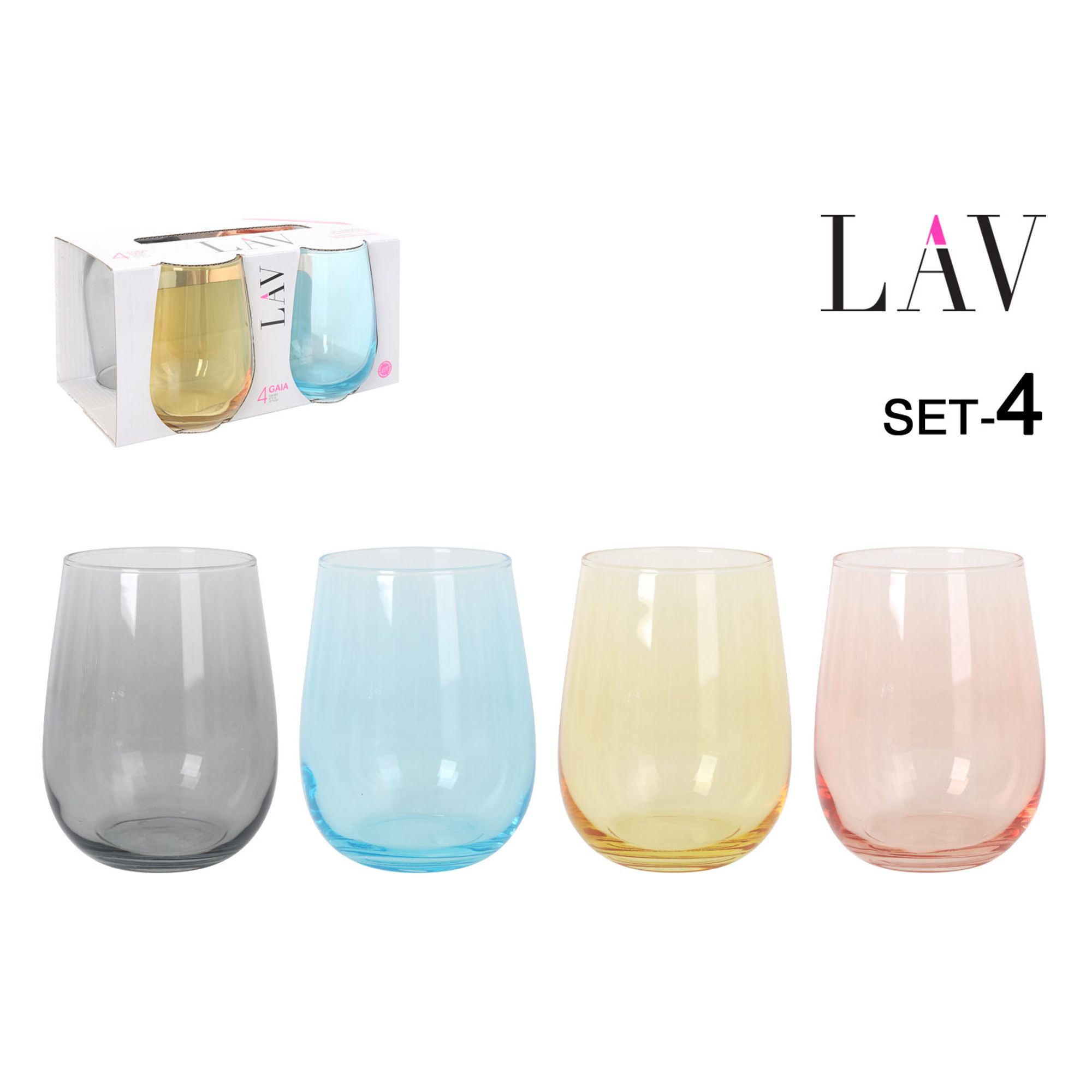 TEMU LAV | Set de 4 vasos de 475cc para agua y refrescos, vasos translúcidos, diseño moderno con múltiples suaves, ideal para uso diario y reuniones