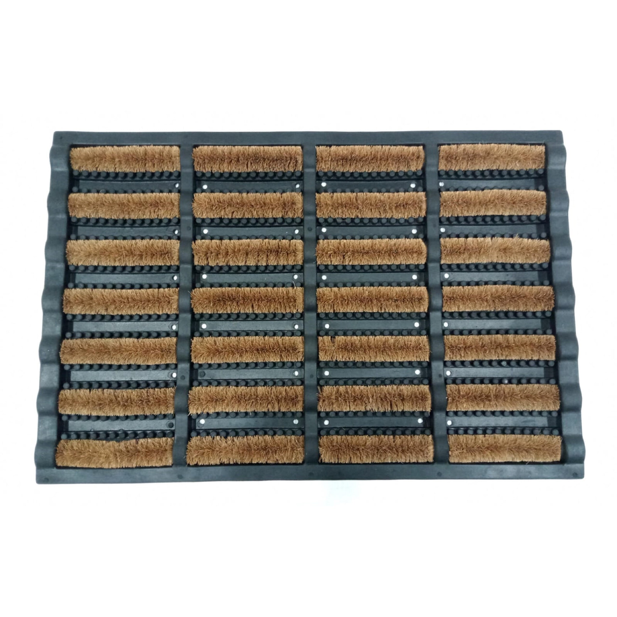 TEMU Doormat With Brushes, Slip-resistant, 2.5 X 60 X 40 Cm, Rubber-coconut Base In Black And Natural, Weather-resistant And Easy To Clean, For