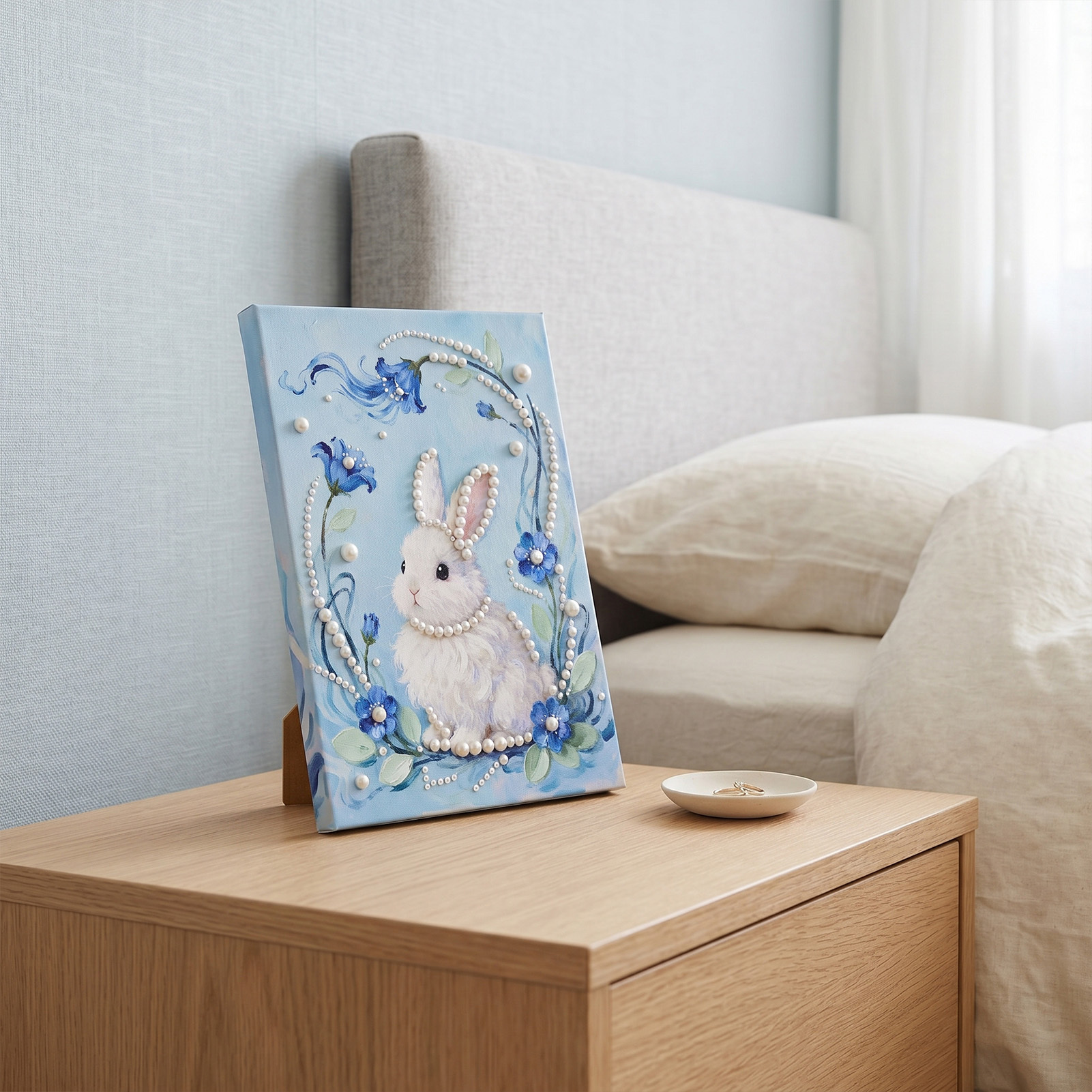 DIY Pearl Painting Kit with Frame, Cute Rabbit Design 3D Diamond Art