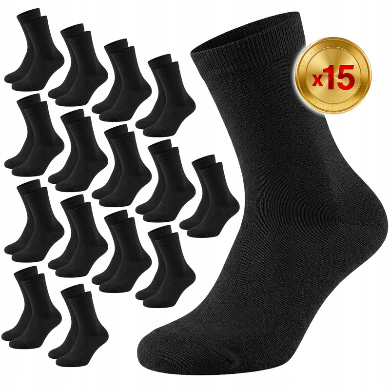 TEMU 15 Pairs Men's Long Bamboo Socks Black Size 43-46