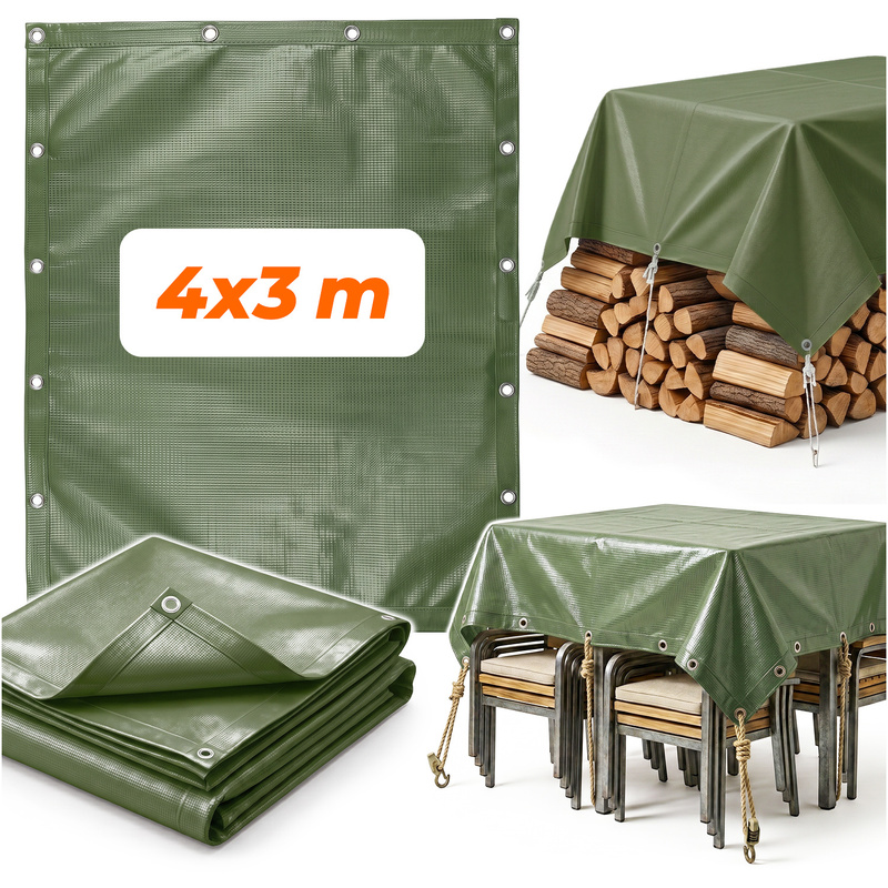 TEMU Waterproof Tarpaulin 3 × 4 M ² Made Of Polyethylene Pe 90 G/m², Sheet With Metal Grommets 100 Cm, Thick Protective Cover For Equipment,