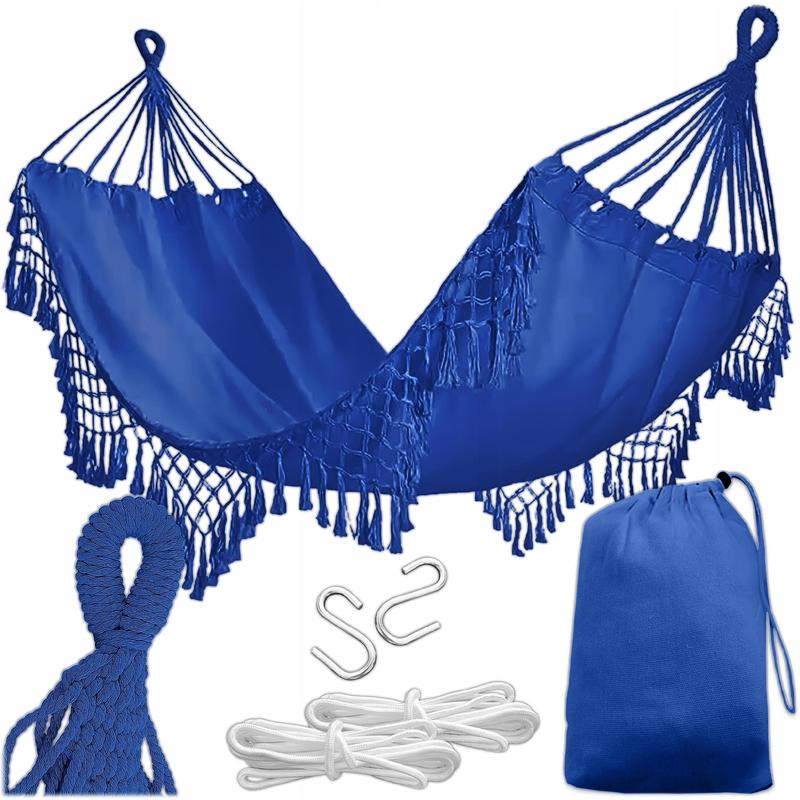Image of Hammock 150 X 190 Cm Up To 120 Kg, Boho Garden Hammock For Outdoor, Camping, Travel And Balcony, Relaxation Hammock With Ropes And Carrying Bag