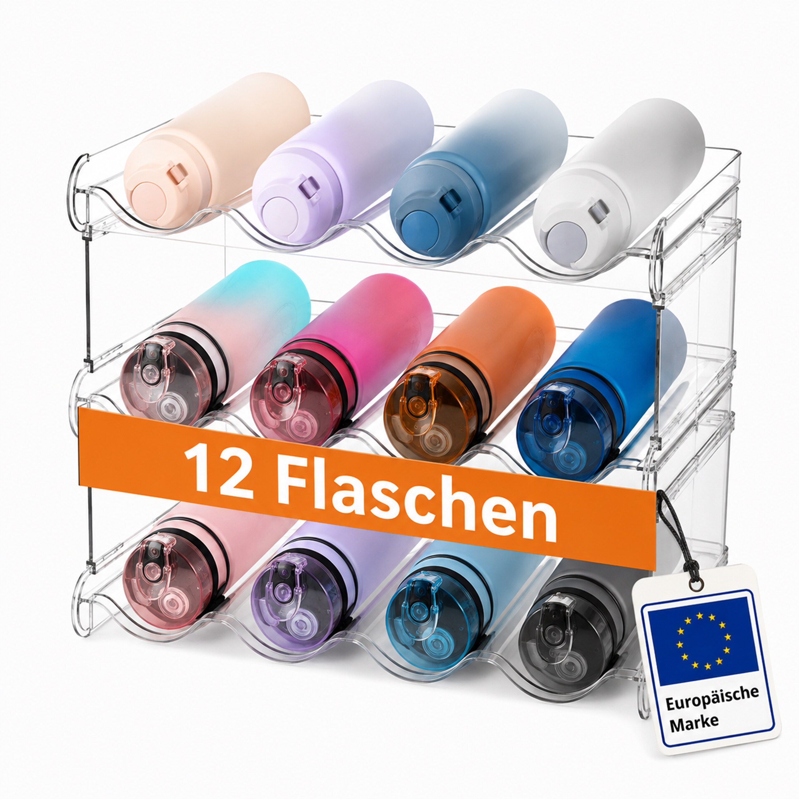 Image of Bottle Holder Set "12 Bottles" In Transparent - (w)38.5 X (h)26 X (d)20 Cm