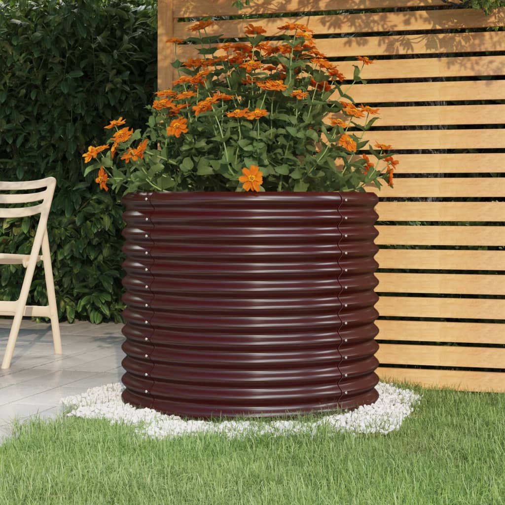 Vidaxl Garden Planter Made Of Galvanized Steel, 80 X 80 X 68 Cm, Brown