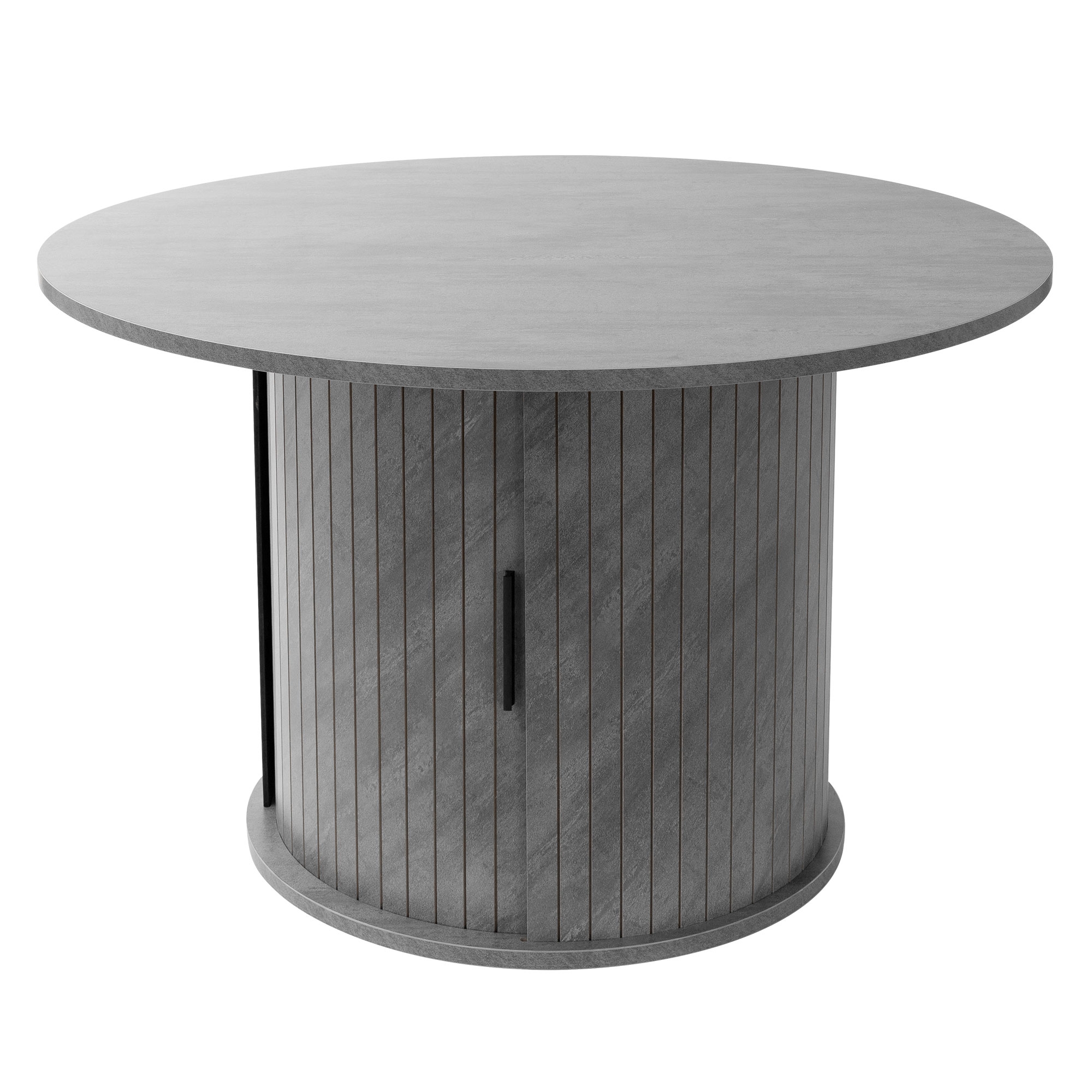 Image of Ml-design Coffee Table With Sliding Door, 80x80x50 Cm, Concrete Look, Gray, Round Living Room Table With Storage, Side Table Ideal For Living Room, Coffee Table, Sofa Table For Tea And Coffee
