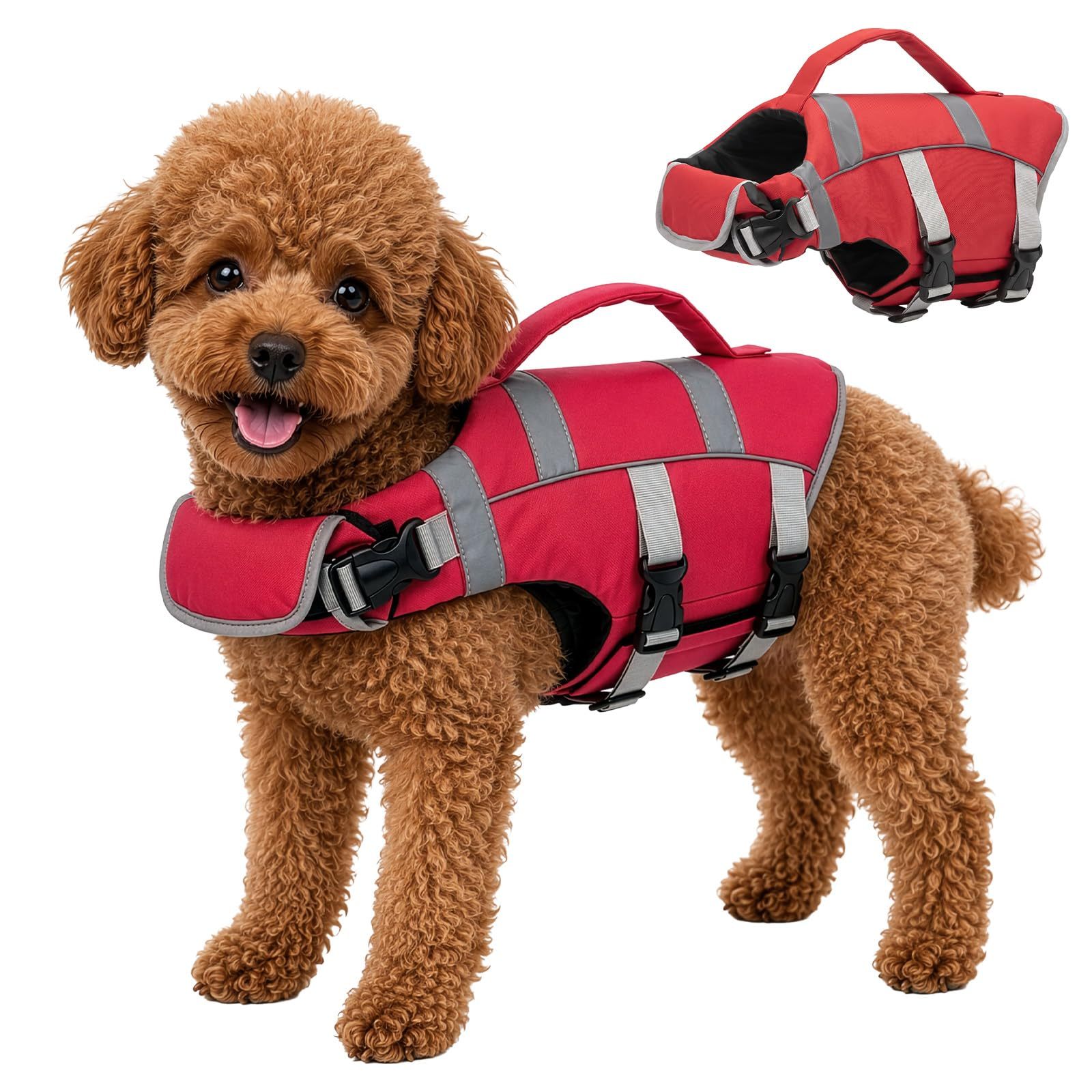 Dog Life Jacket With Handle & Reflectors Adjustable Swimming Aid Life Vest For Dogs