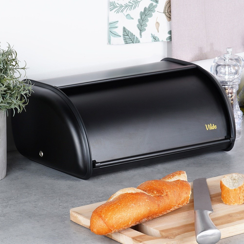 Black Steel Bread Box, 36x23x14.5 Cm