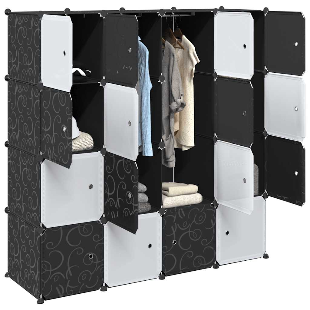 Vidaxl Shelving System With 16 Cubes And Hanging Rods Pp, Shelving System, Shoe Rack, Diy Shelving System, Cube Shelving System, Cube Shoe Rack