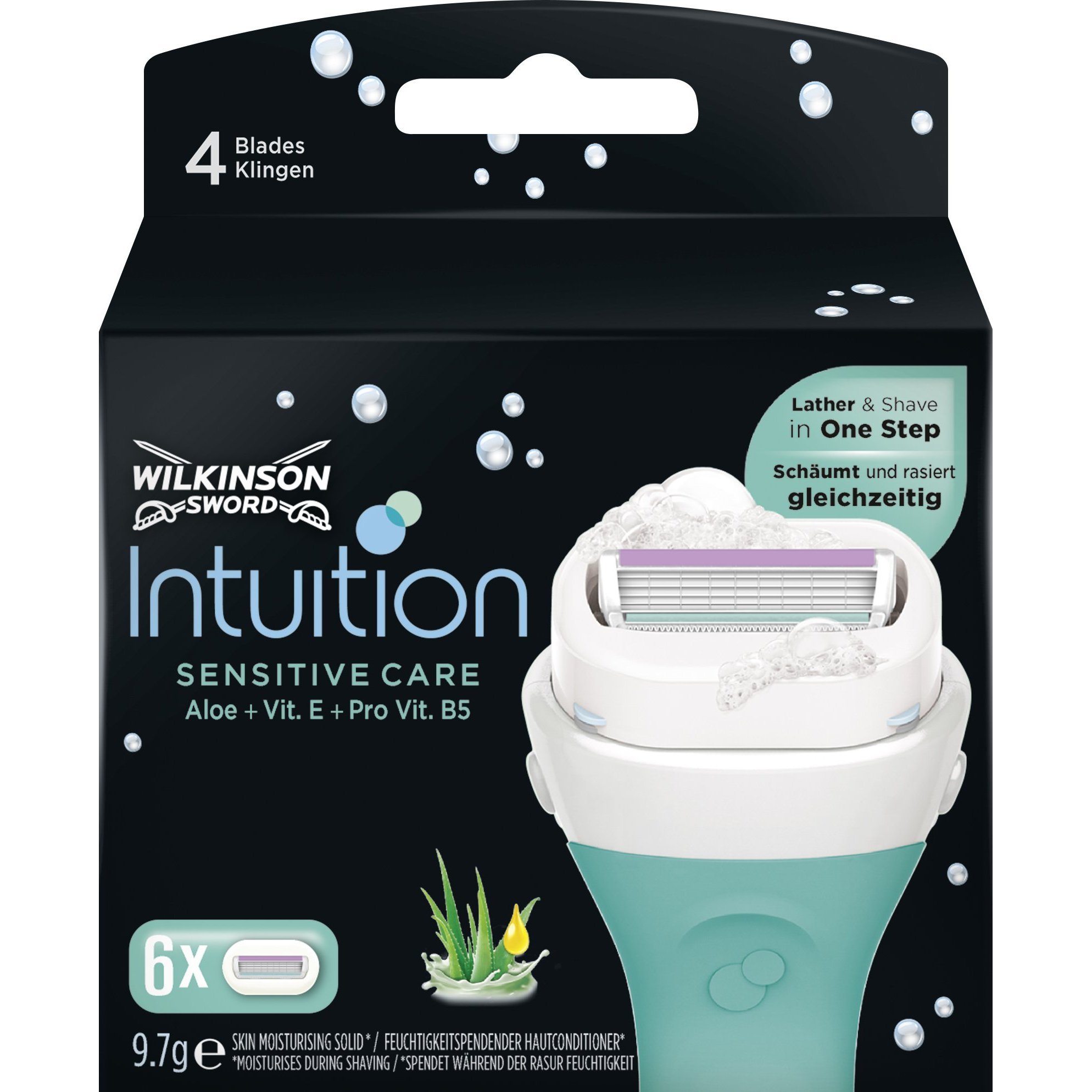 Wilkinson Sword Intuition Sensitive Women's Razor Blade X6 Pack in Black