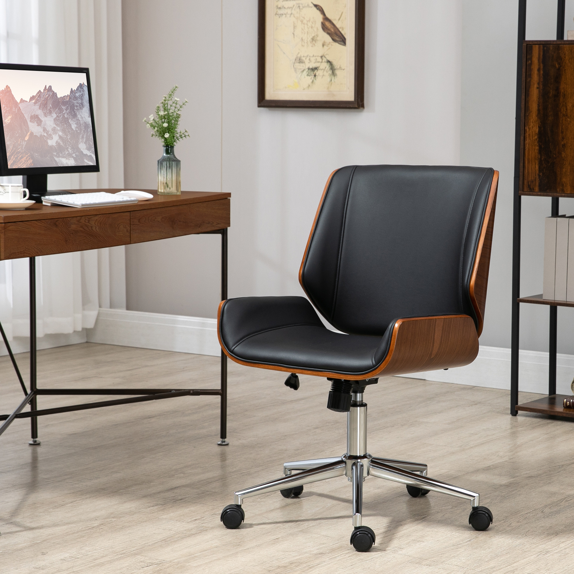 Image of Office Chair With Tilt Function, Ergonomic Computer Chair, Height-adjustable Desk Chair, Swivel Chair For Home Office, Loadable Up To 120 Kg, Artificial Leather, Black