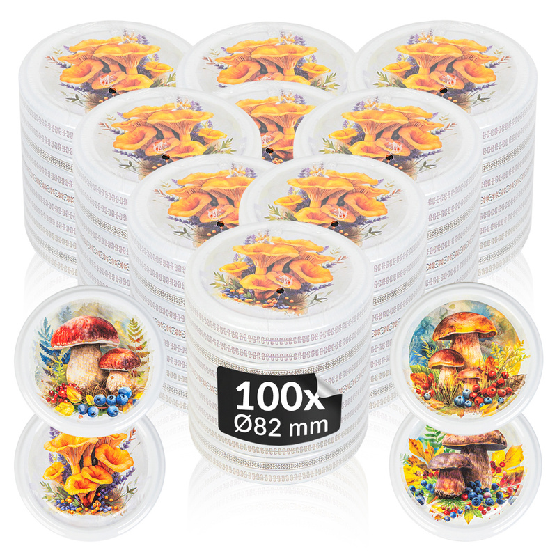 Set Of 100pcs. Lids For Jars Fi 82 Mm, Jar Caps, Patterns - 6-notch Lids, Twist Off For Jars, Jars - Ideal For Canning And Pasteurization