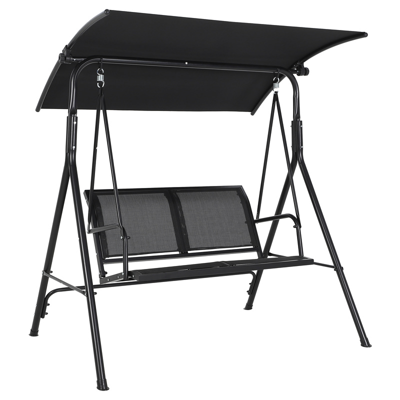 Image of 2-seat Outdoor Patio Porch Swing With Adjustable Canopy & Thickened Cushions, Waterproof & , Patio Swing Chair For Backyard, Garden & Lawn