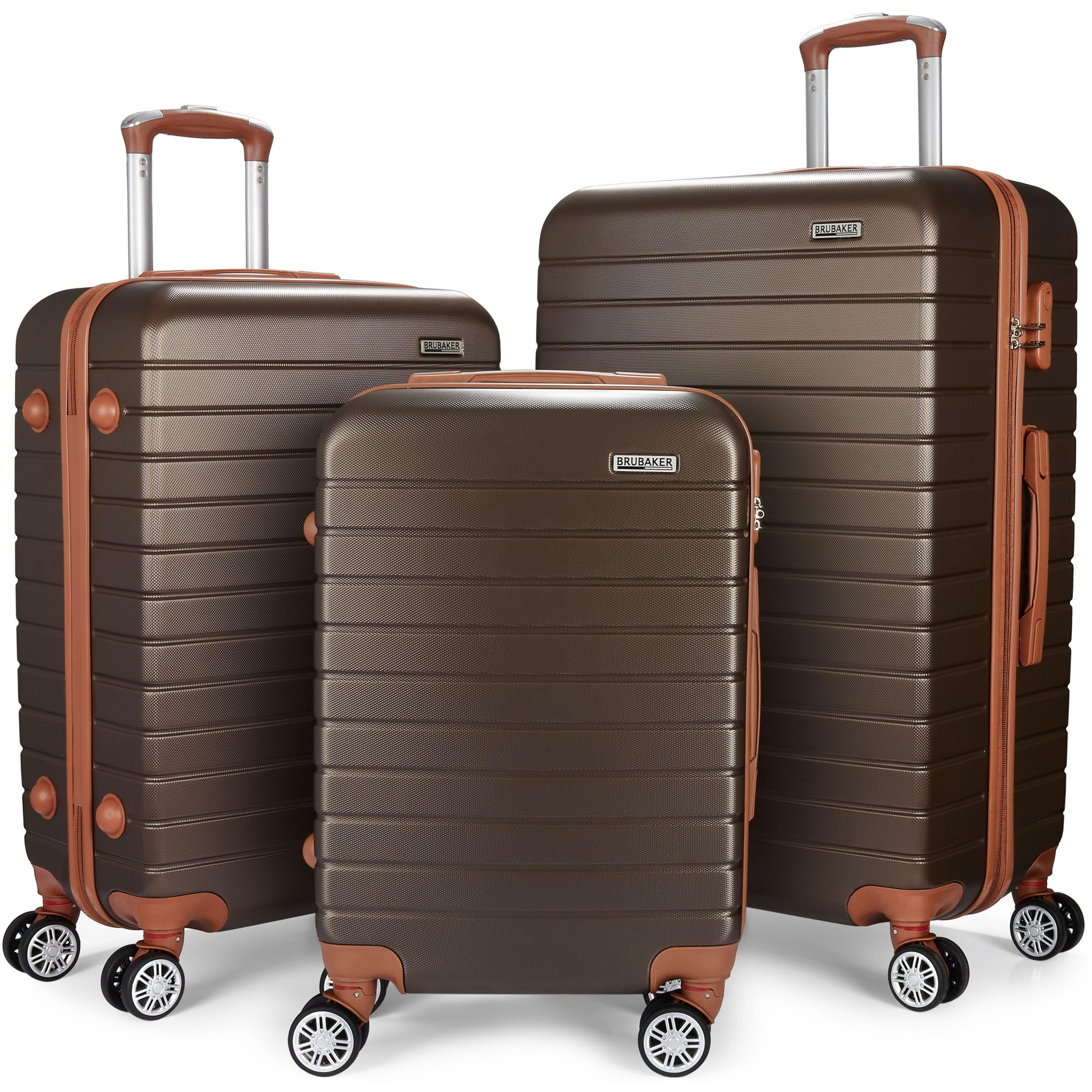 Image of Brubaker Paris Luggage Set - 3-piece Hardshell Suitcase Set With Carry-on - Travel Suitcase Trolleys With Combination Lock, 4 Wheels, Handles (m, L, Xl)