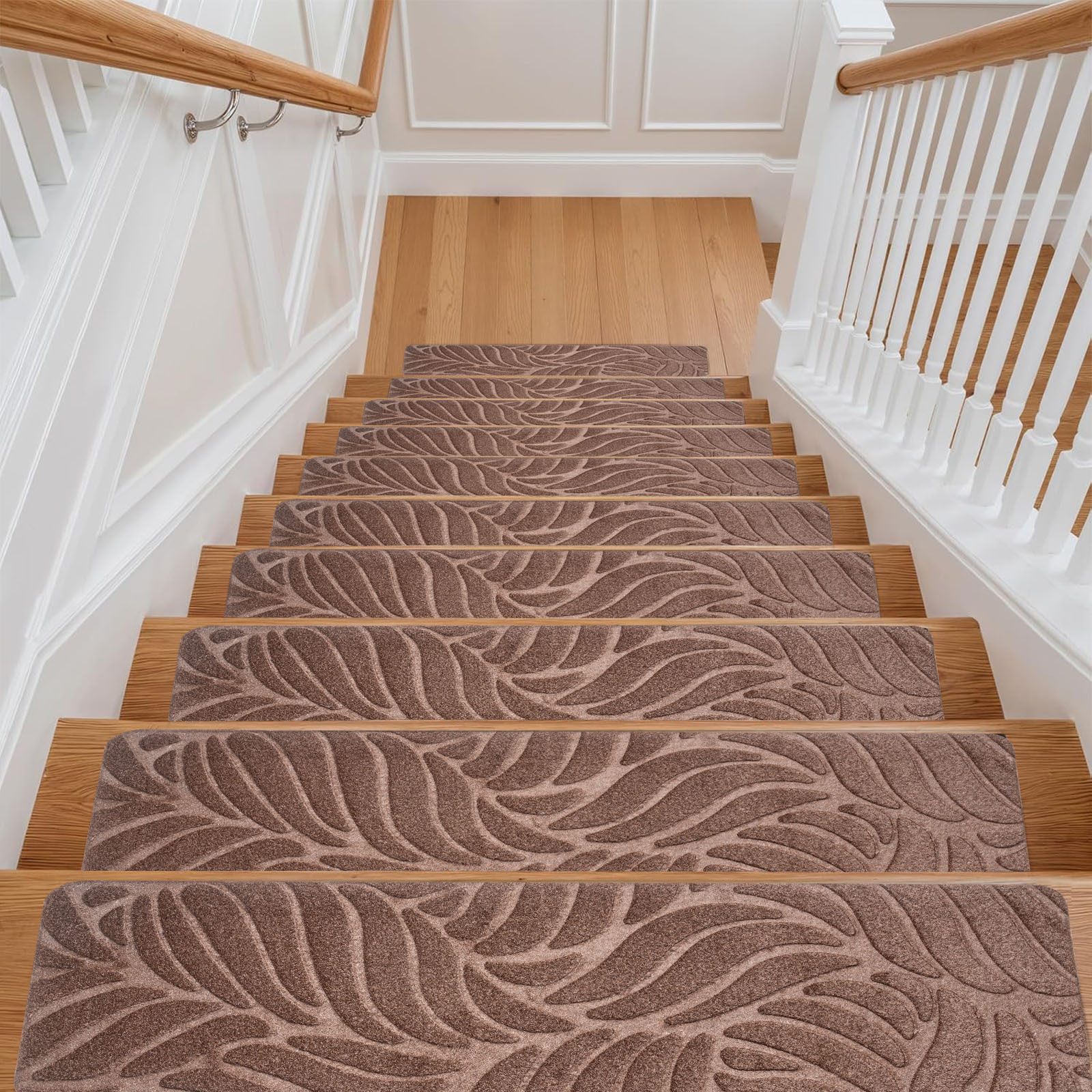 E-shop 15 Stück rutschfeste Teppich-Treppenmatten 65x20 cm, rutschfeste Treppenmatten mit Gummirücken, abnehmbar und waschbar, für Senioren und